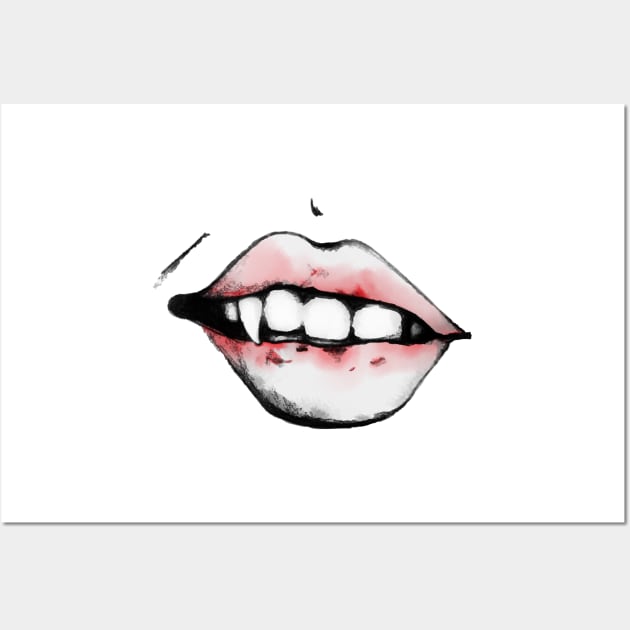 Vampire Teeth Halloween Wall Art by JJLosh